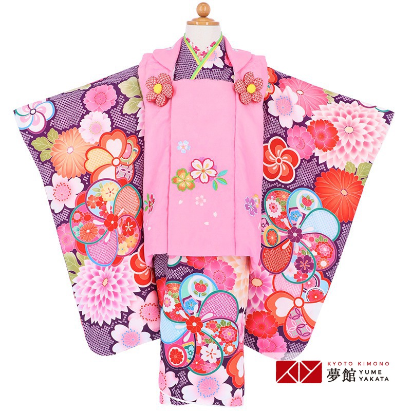 楽天市場】【レンタル】[七五三 着物 3歳 女の子] 三歳 「K055 ピンク