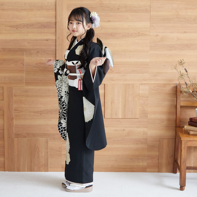 黒金のだらり帯☆七五三 黒と金の着物にだらりの帯