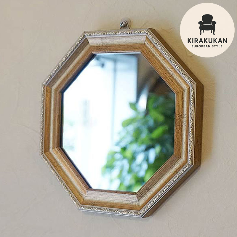 楽天市場】【スーパーセール価格】 鏡 壁掛け ヴィンテージ 八角ミラー