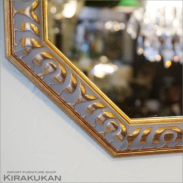 楽天市場】【スーパーセール価格】 鏡 壁掛け アンティーク 八角ミラー