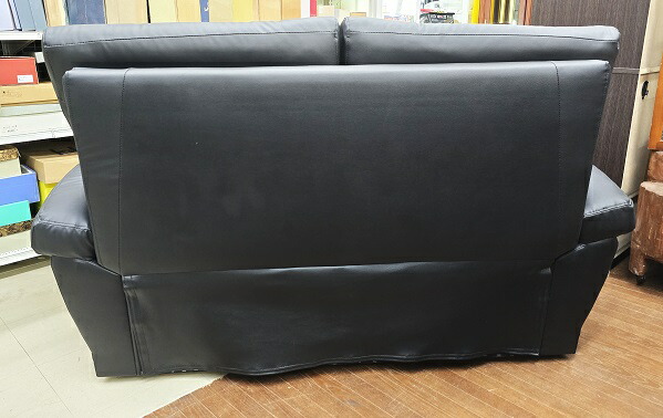 楽天市場】【中古品】 ソファー 2人掛け 合皮 黒 ブラック ○YR-17556