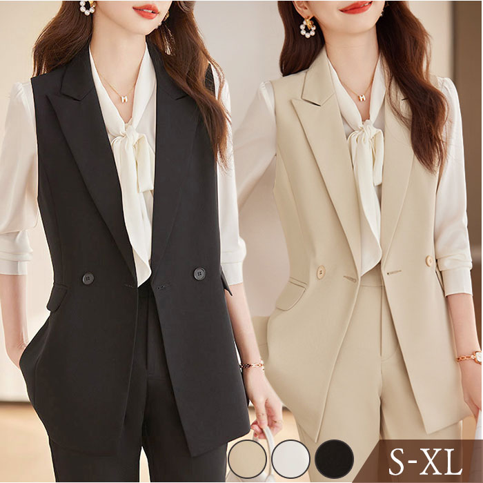 楽天市場】ジレ レディース 定番 前開き ノースリーブ ベスト