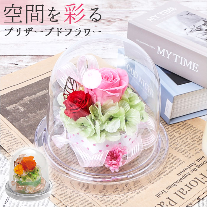 楽天市場】プリザーブドフラワー ガラスドーム 定番 アレンジメント