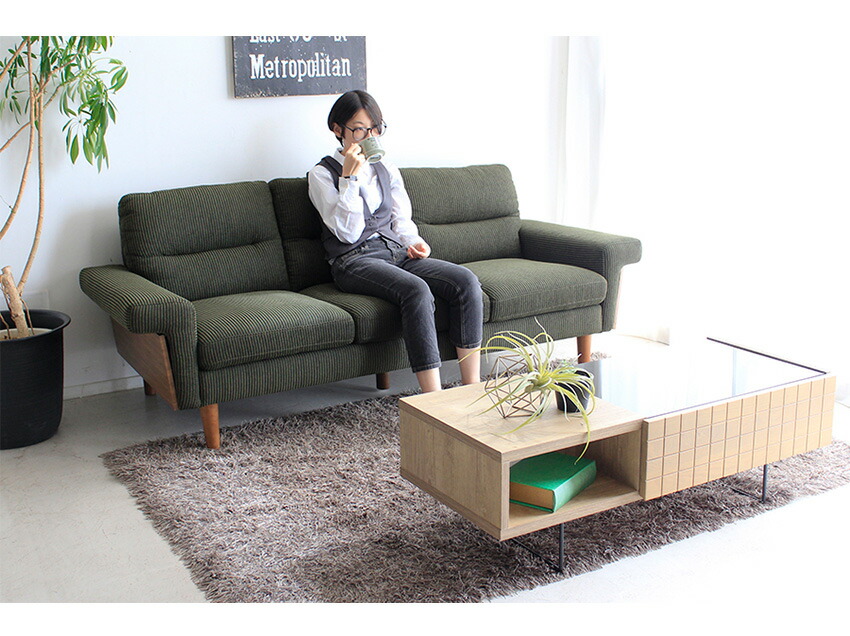 楽天市場】【送料無料】 ソファー 3人掛け ファブリック 布 グリーン