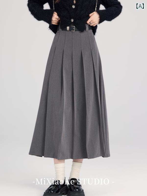 楽天市場】女性 ファッション プレッピー スタイル グレー スカート