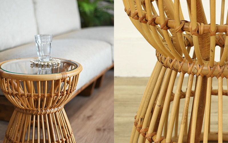 楽天市場】サイドテーブル コーヒーテーブル ガラス ラタン ソファ横