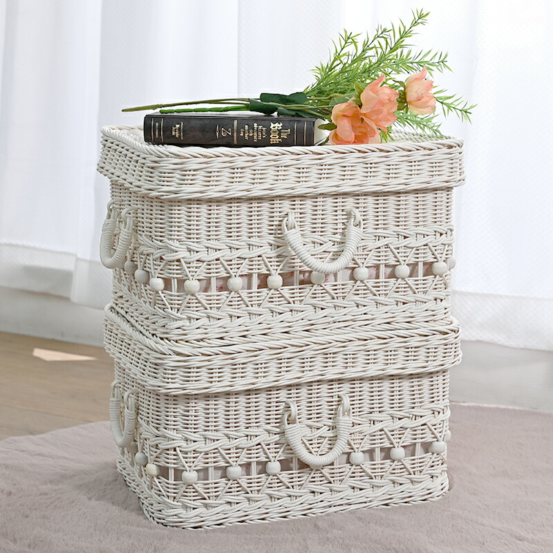 楽天市場】【先行予約3/12より発送予定】ラタンバスケット 蓋付き 籐