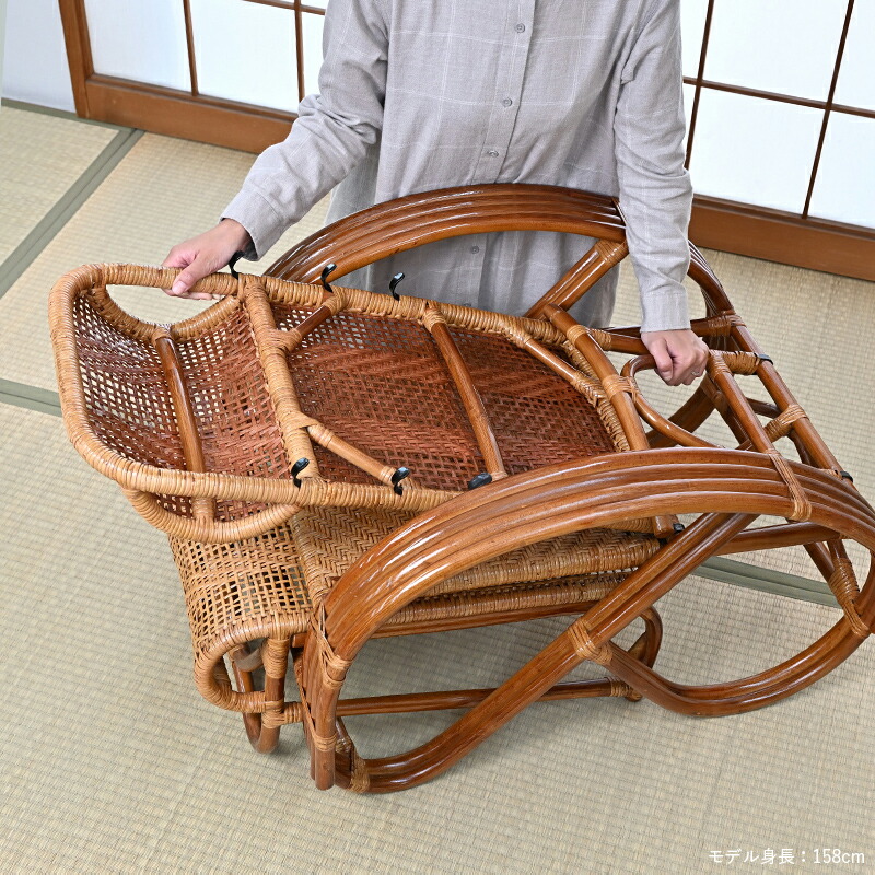 楽天市場】【新商品】リクライニングチェア 三つ折椅子 籐椅子 籐製