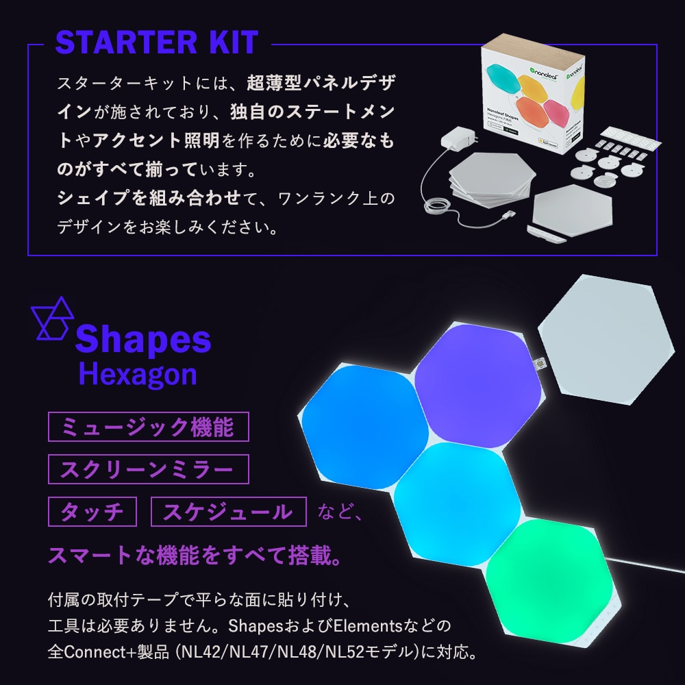 楽天市場】Nanoleaf ナノリーフ Shapes Hexagon シェイプス ヘキサゴン