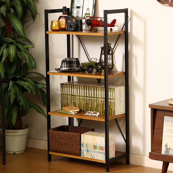 楽天市場】ブックシャルフ 4段シェルフ オープンラック 収納ラック