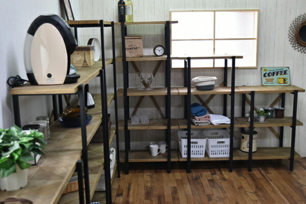 楽天市場】オープンラック 3段 組木 古材風 KALEIDO 約幅61cm （ 送料