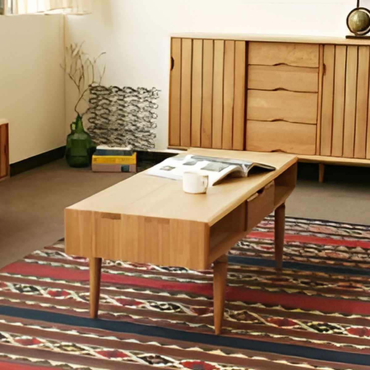 楽天市場】センターテーブル 引き出し付 オーク無垢材 KISSUI 幅120cm