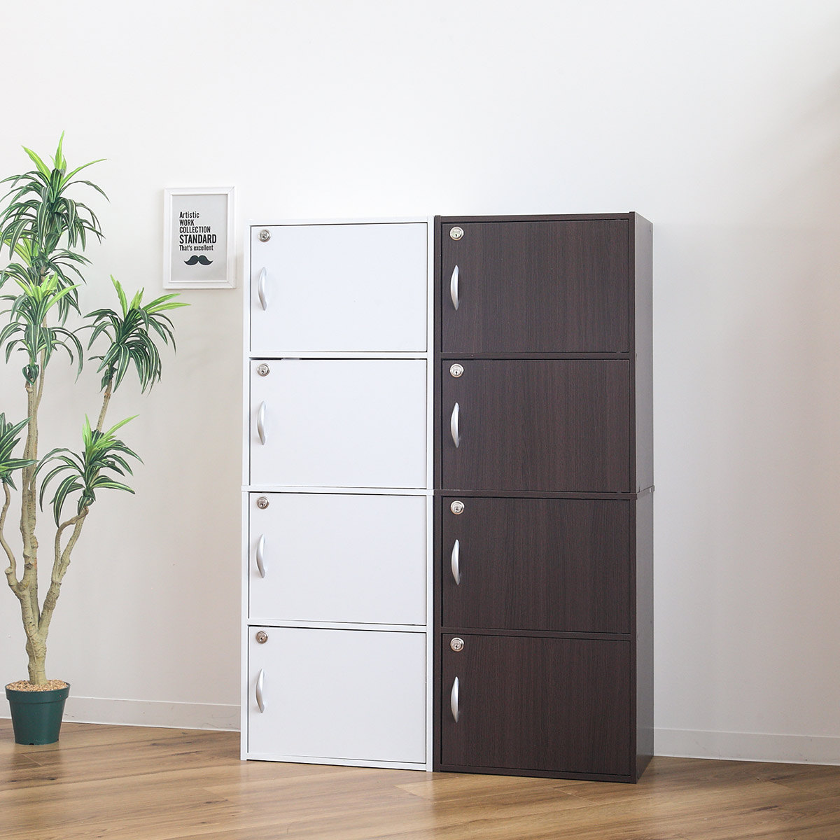 楽天市場】カラーボックス 4段 全段鍵付 幅42cm （ 送料無料 収納 家具