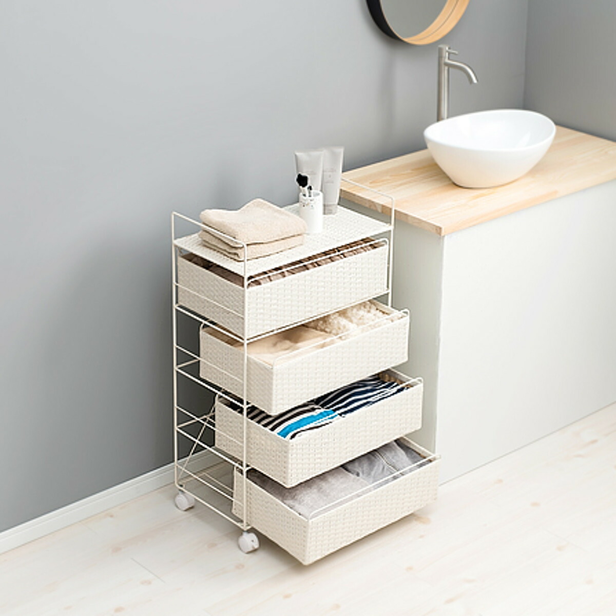 楽天市場】ランドリーチェスト 4段 幅50cm 高さ85cm キャスター付