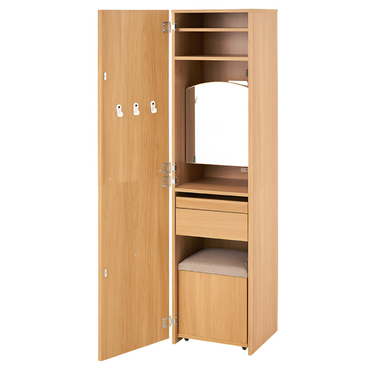 楽天市場】ドレッサー コンパクト 姿見ミラー スツール付き 大容量収納