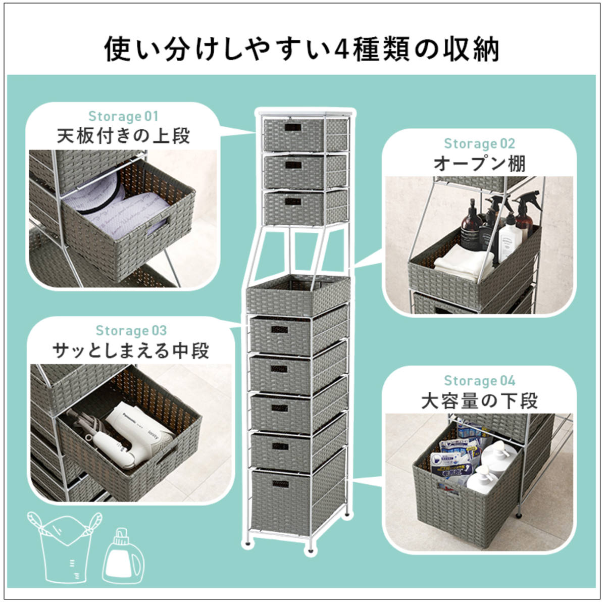 楽天市場】ランドリーチェスト 幅15cm 20cm 25cm 8段 スリム 引き出し