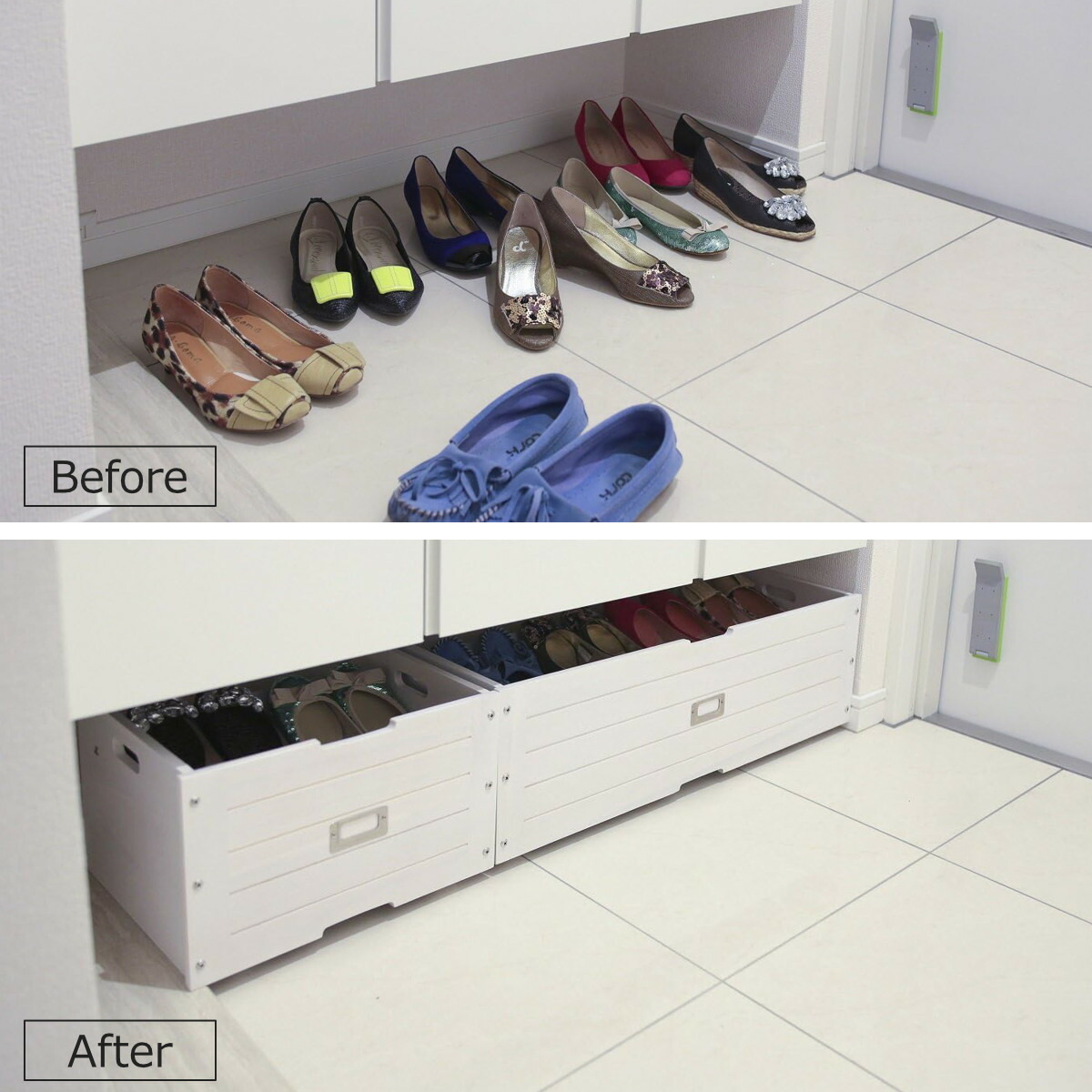 楽天市場】シューズラック 幅52cm 幅71cm 下駄箱下収納 木製 （ 玄関