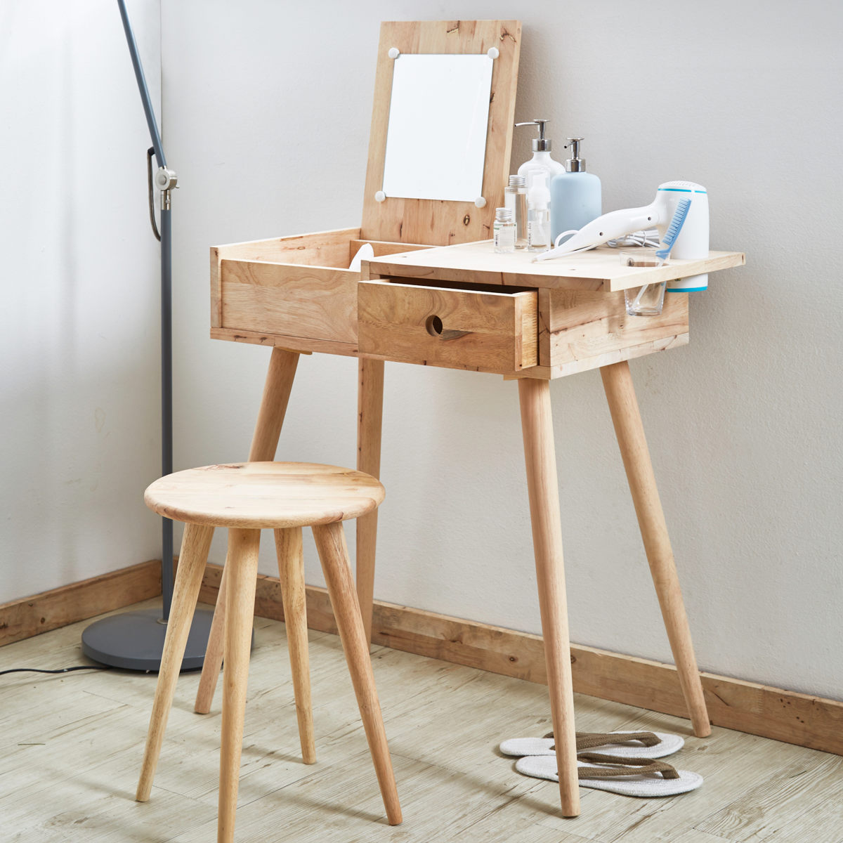 楽天市場】ドレッサー チェアセット ドライヤーホルダー付 NATURAL