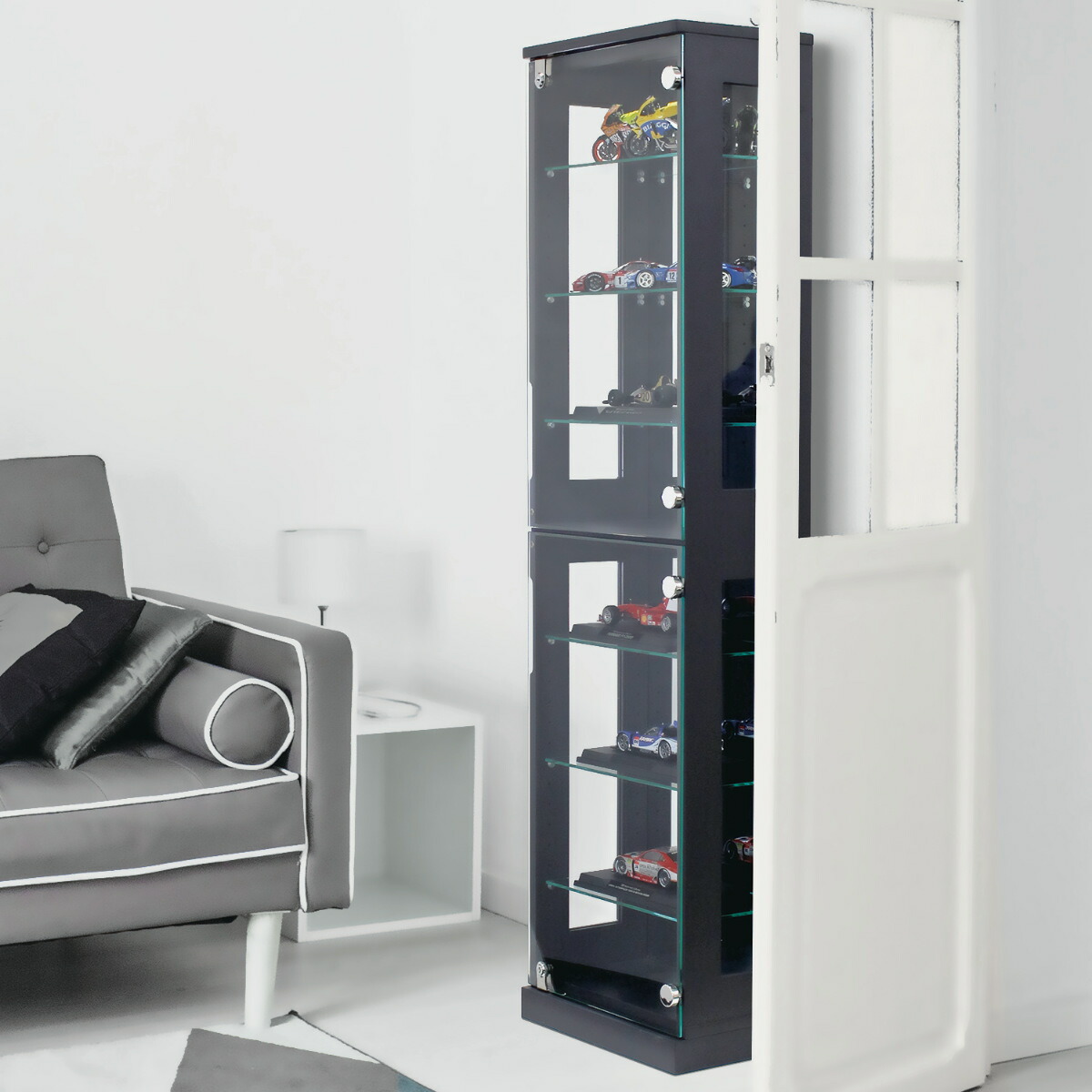 楽天市場】コレクションラック 鍵付 ショーケース 背面ミラー 幅40cm