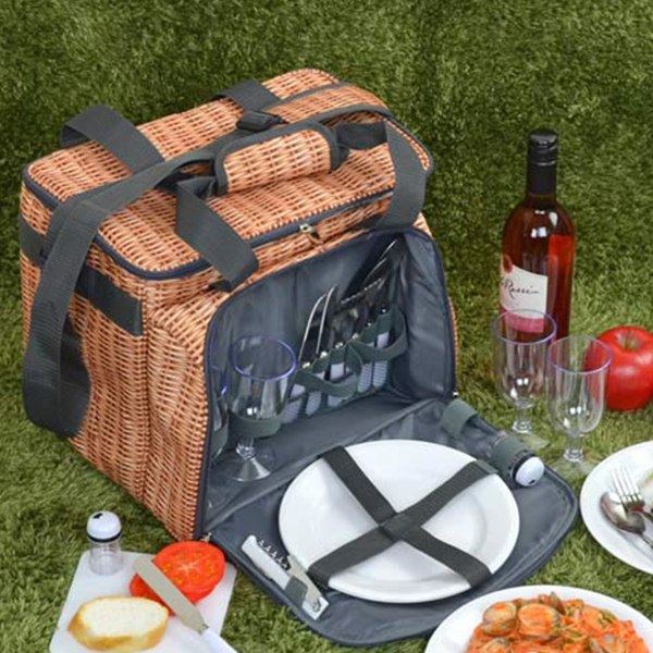 楽天市場】クーラーバッグ 食器付きピクニックバスケット バカンス