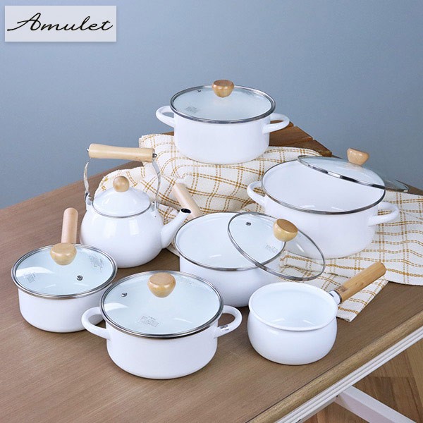 楽天市場】両手鍋 22cm IH対応 ホーロー 蓋付き アミュレット （ ガス