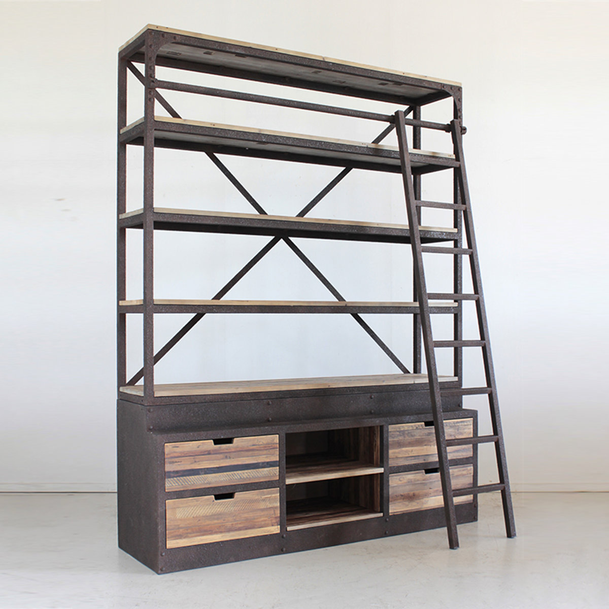 楽天市場】ラダーシェルフ インダストリアル調 古材 錆フレーム はしご