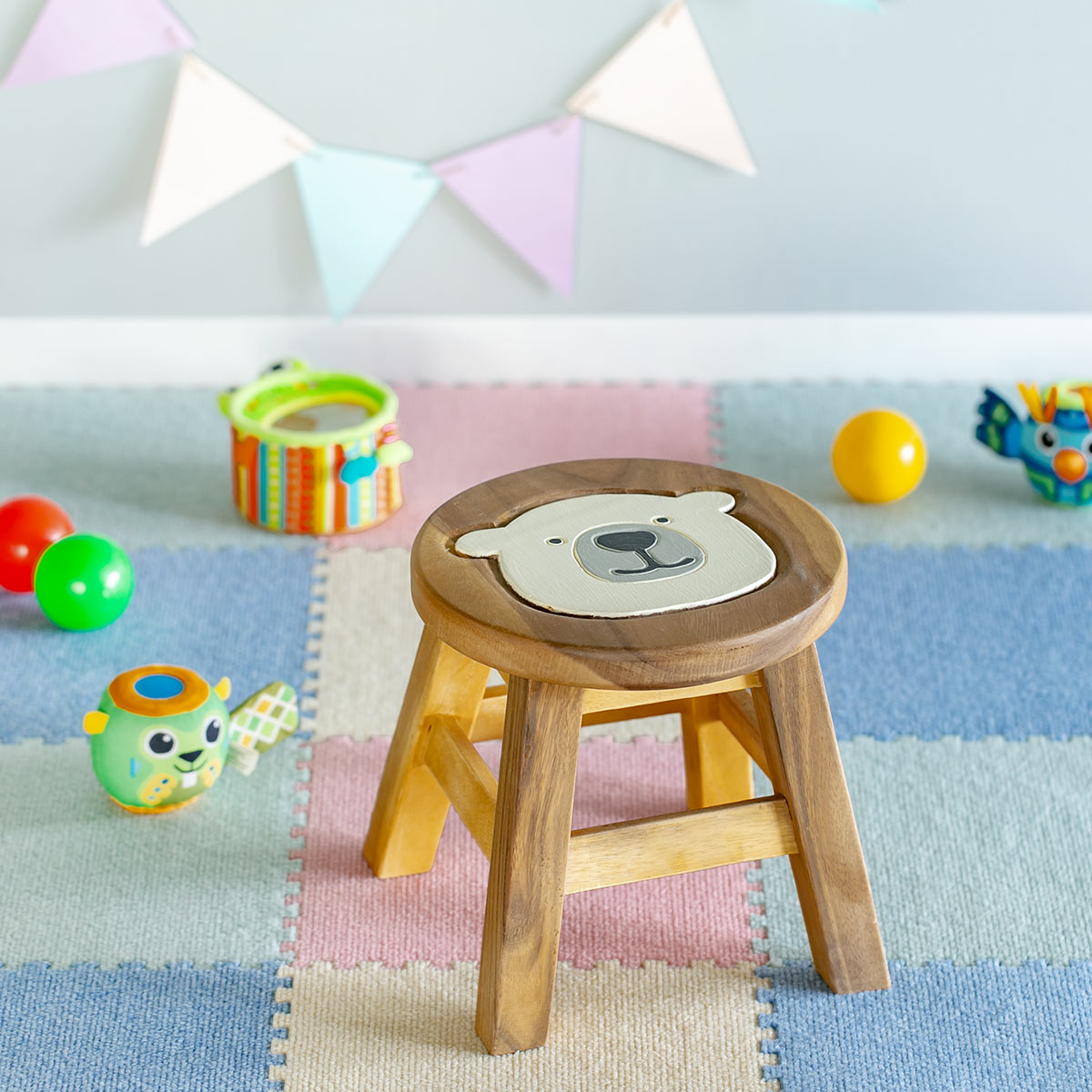 楽天市場】スツール シロクマ 木製 天然木 丸椅子 （ 丸 ウッド