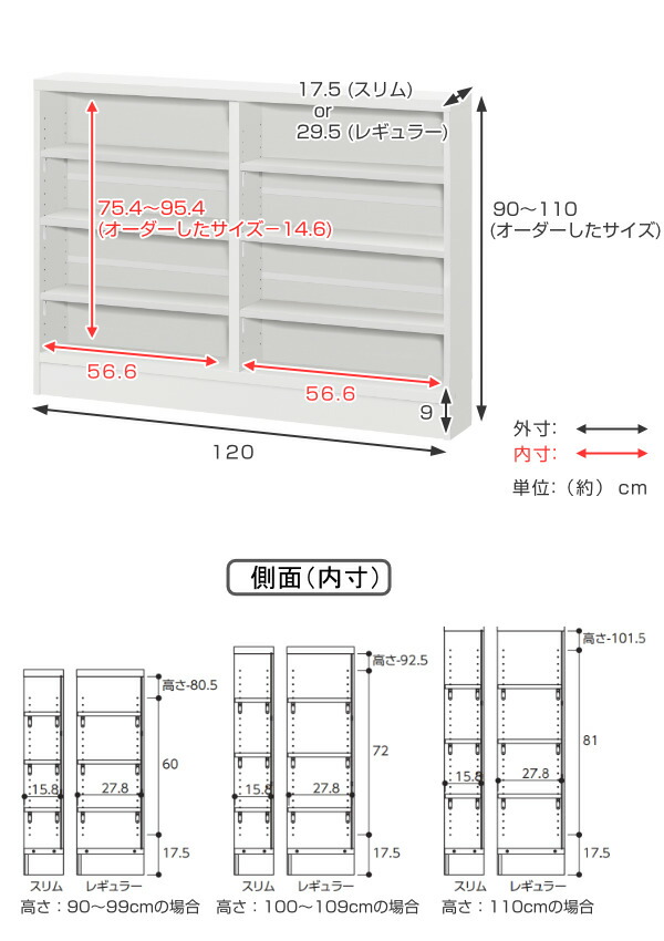楽天市場】サイズオーダー家具 窓下収納 幅120cm 高さ90－110cm