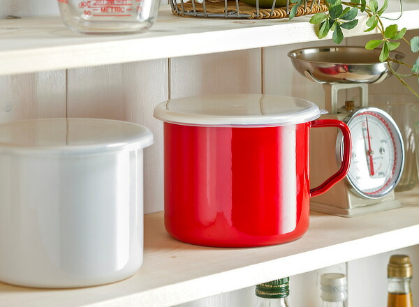 楽天市場】保存容器 ホーローフードストッカーハンドル付 丸型 14cm