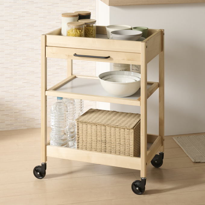 楽天市場】【SALE ポイント5倍】キッチンワゴン 天板付き キャスター