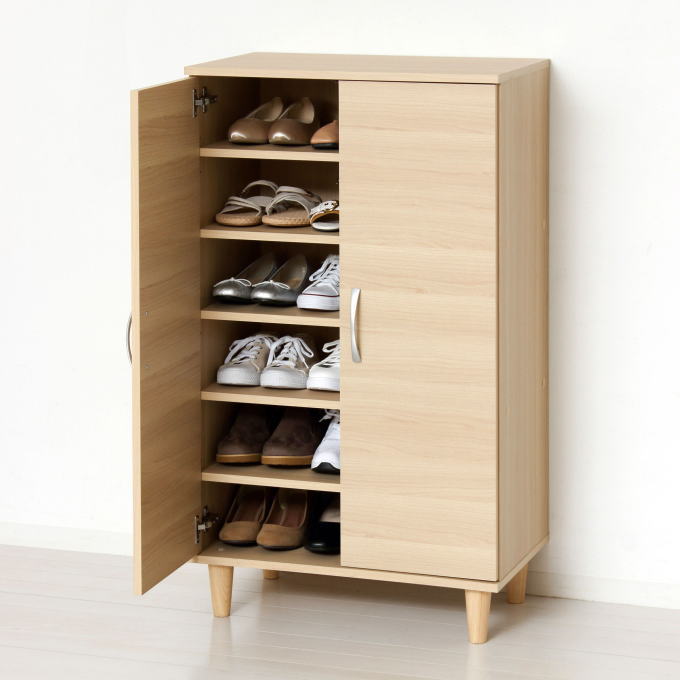 楽天市場】【SALE ポイント5倍】シューズラック 下駄箱 木目扉付き