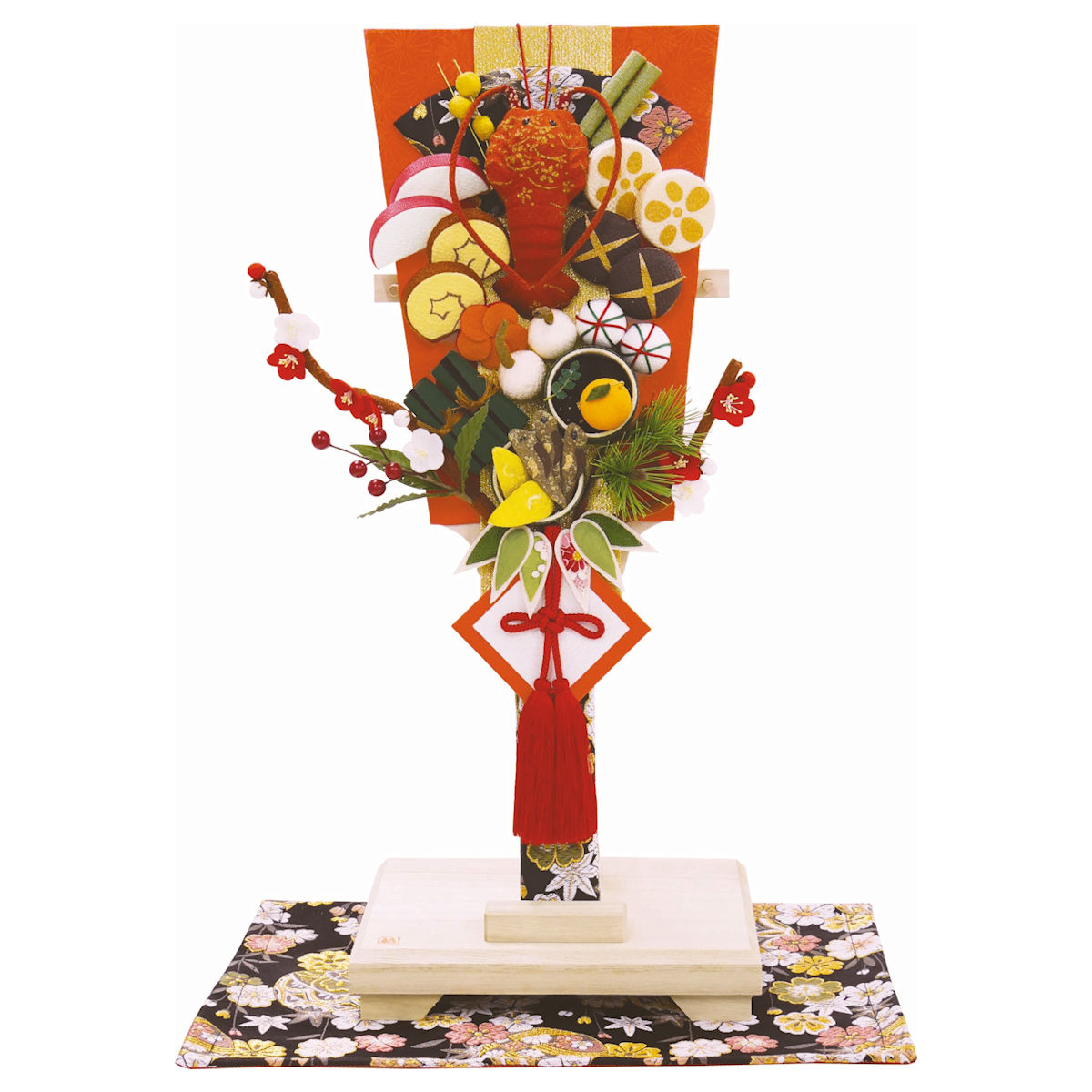 楽天市場】手作りちりめん細工 羽子板おせち飾り 台・敷物付 迎春 正月