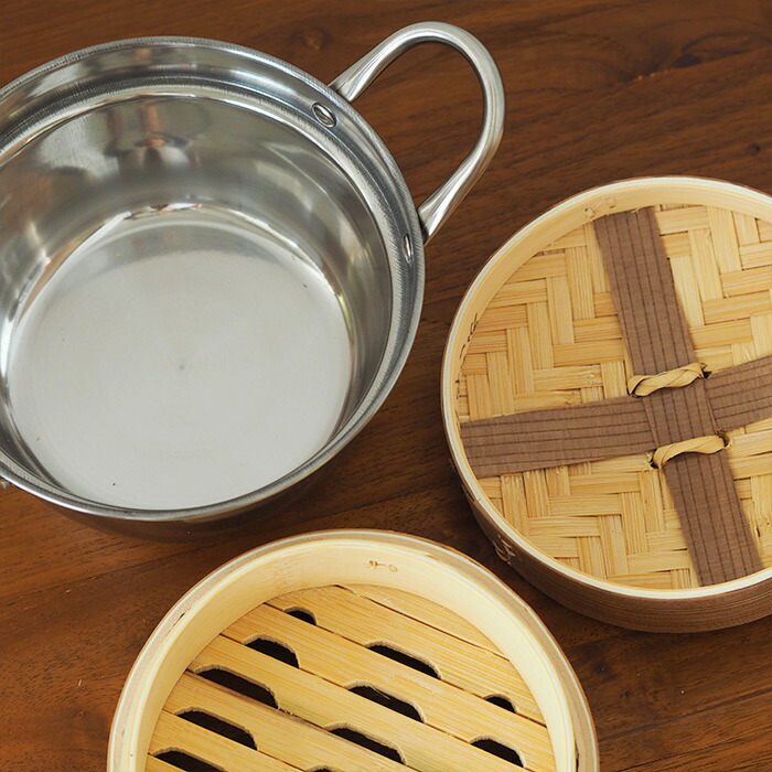 楽天市場】かごや 杉 中華せいろ 15cm 2段 ステンレス鍋付セット