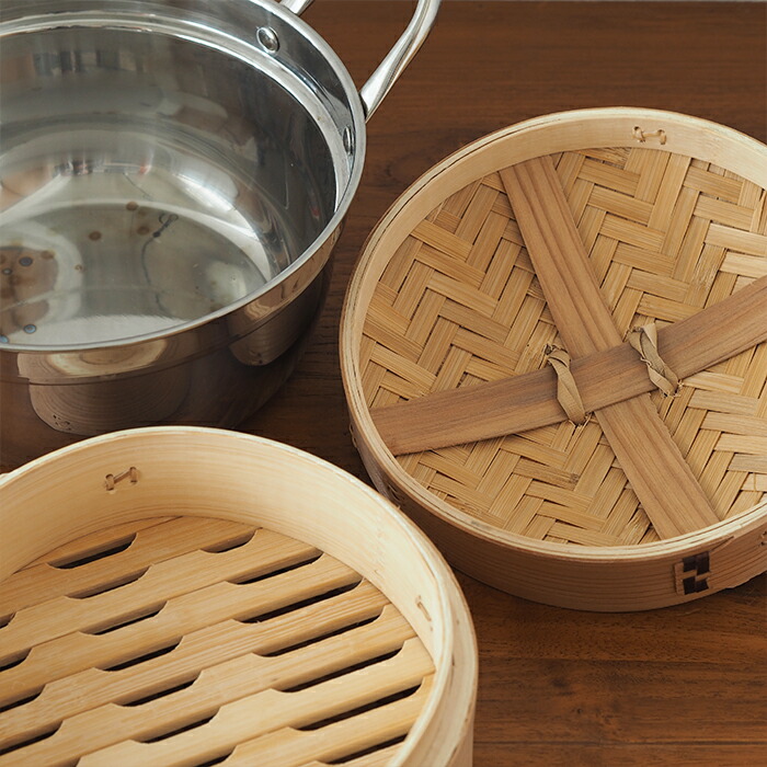 楽天市場】かごや 杉 中華せいろ 18cm 2段 ステンレス鍋付セット