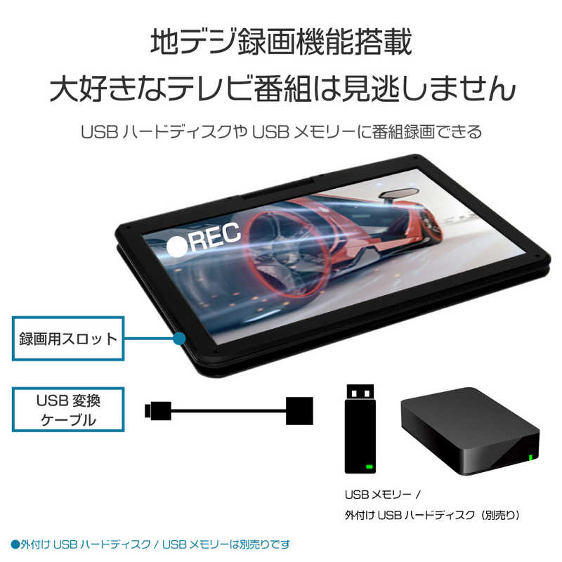 楽天市場】WIS ポータブルDVDプレーヤー 外付けHDD地デジ録画対応