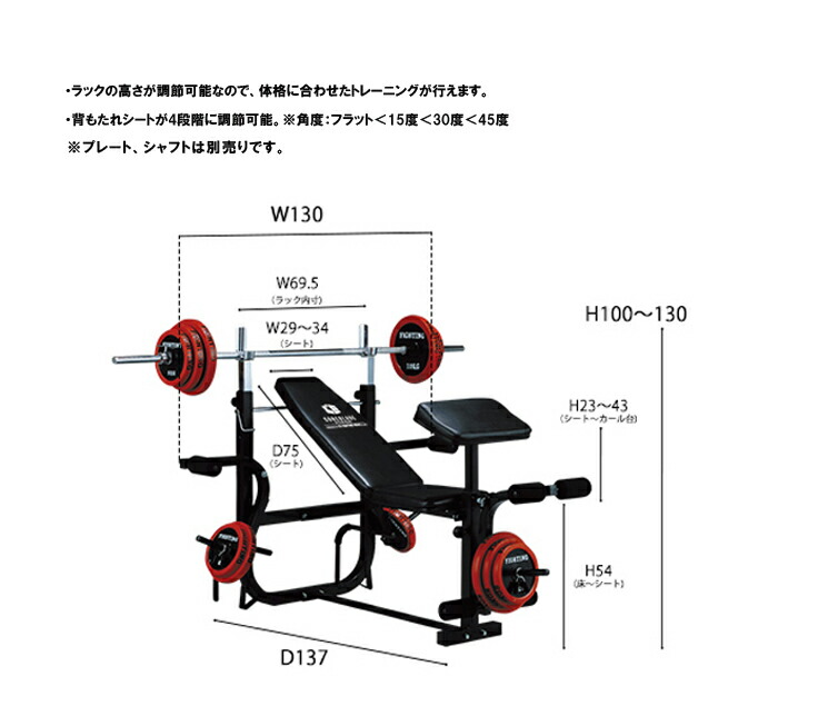 楽天市場】ファイティングロード ベンチプレス セット キングofベンチ