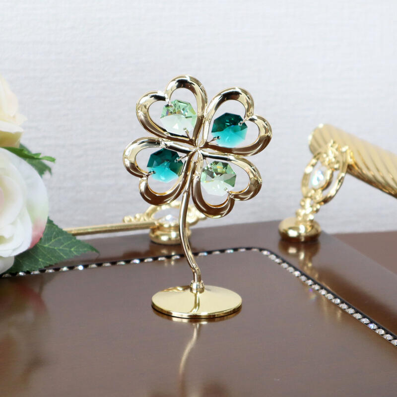 楽天市場】クリスタルオーナメント クローバーオブジェ 四つ葉の