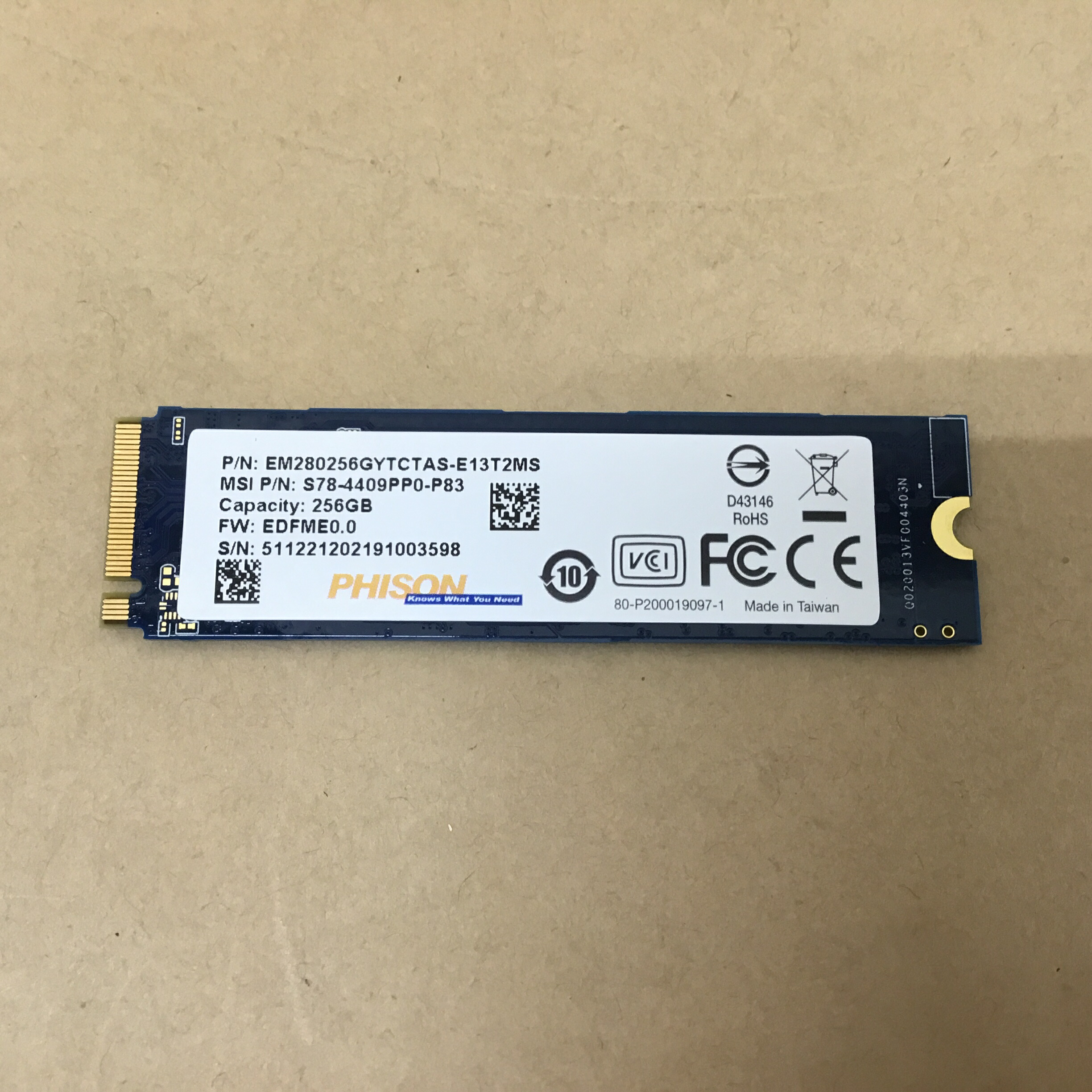 楽天市場】【未使用品】 PHISON M.2NVME 256GB SSD