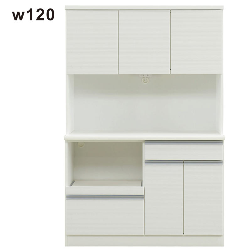 楽天市場】食器棚 幅120cm 白 レンジ台 オープン ダイニングボード