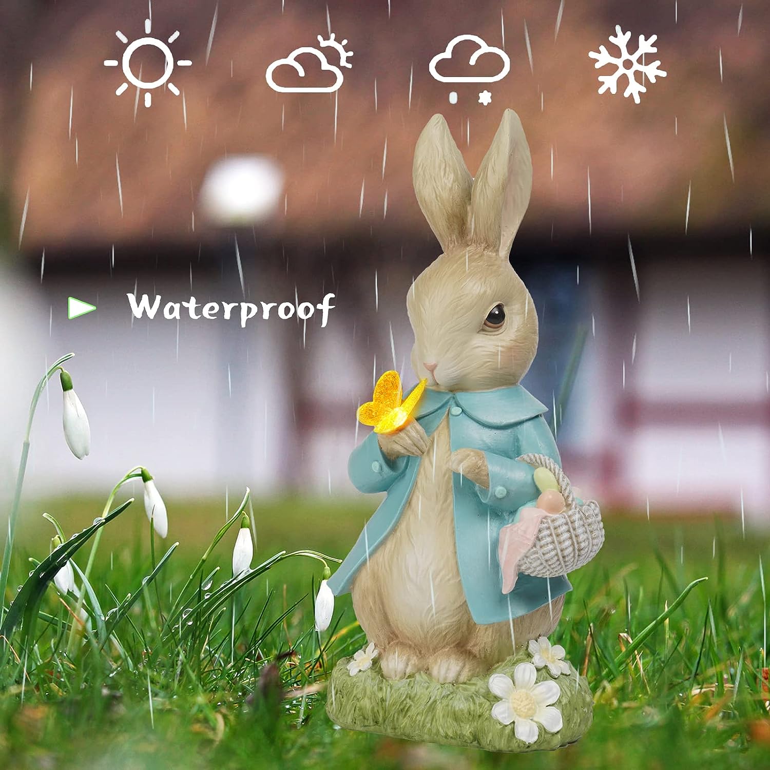 楽天市場】バニーガーデン-ウサギの庭園彫像 芝生装飾用ソーラー