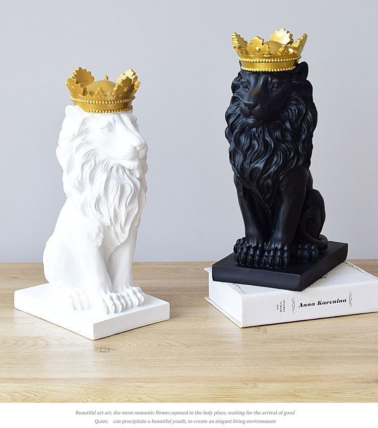 楽天市場】高さ35cm王冠を被ったブラック ライオン彫像百獣の王ギフト
