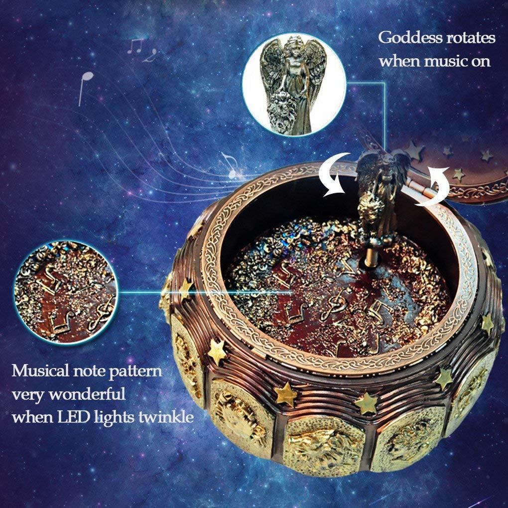 楽天市場】LEDライトがきらめく、12座の星座の女神が回転する