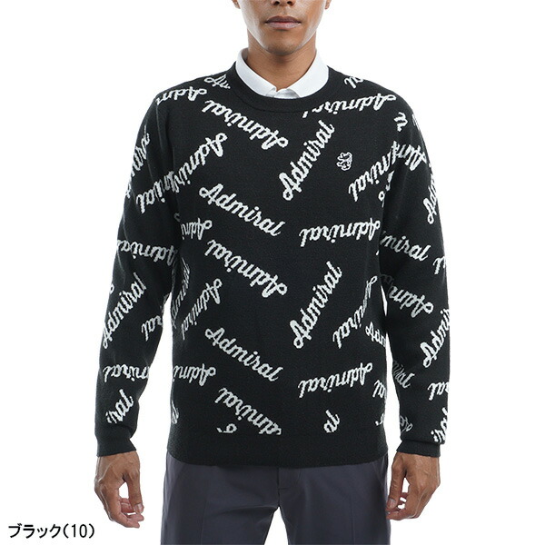 楽天市場】アドミラルゴルフ 長袖 ロゴジャガード クルーネックニット