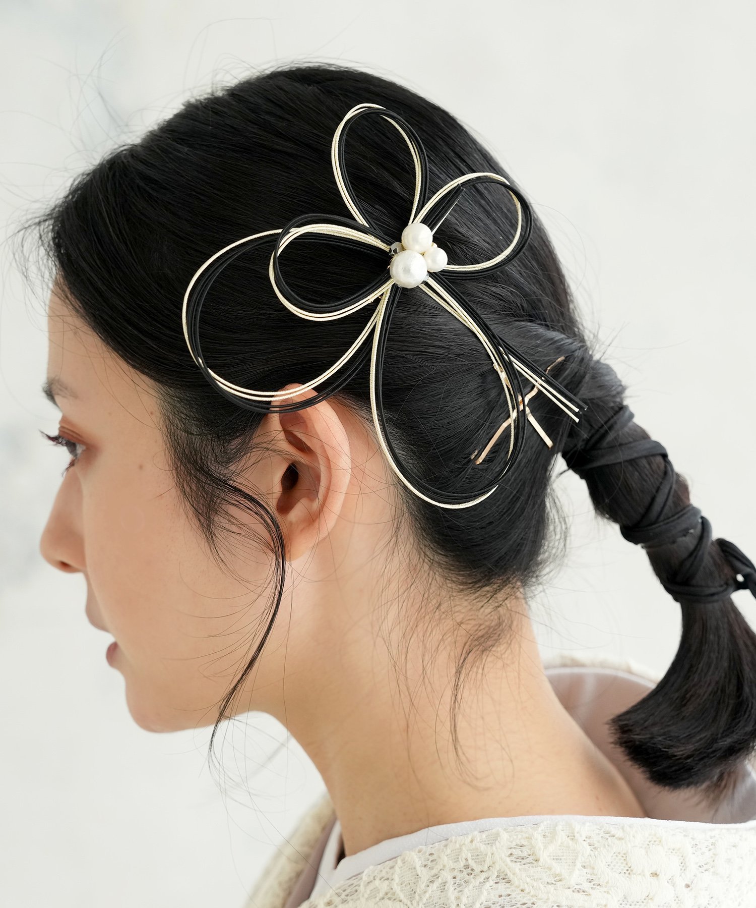 utatane｜髪飾り コーム単品 バイカラー水引*ビジュー ヘアアクセ