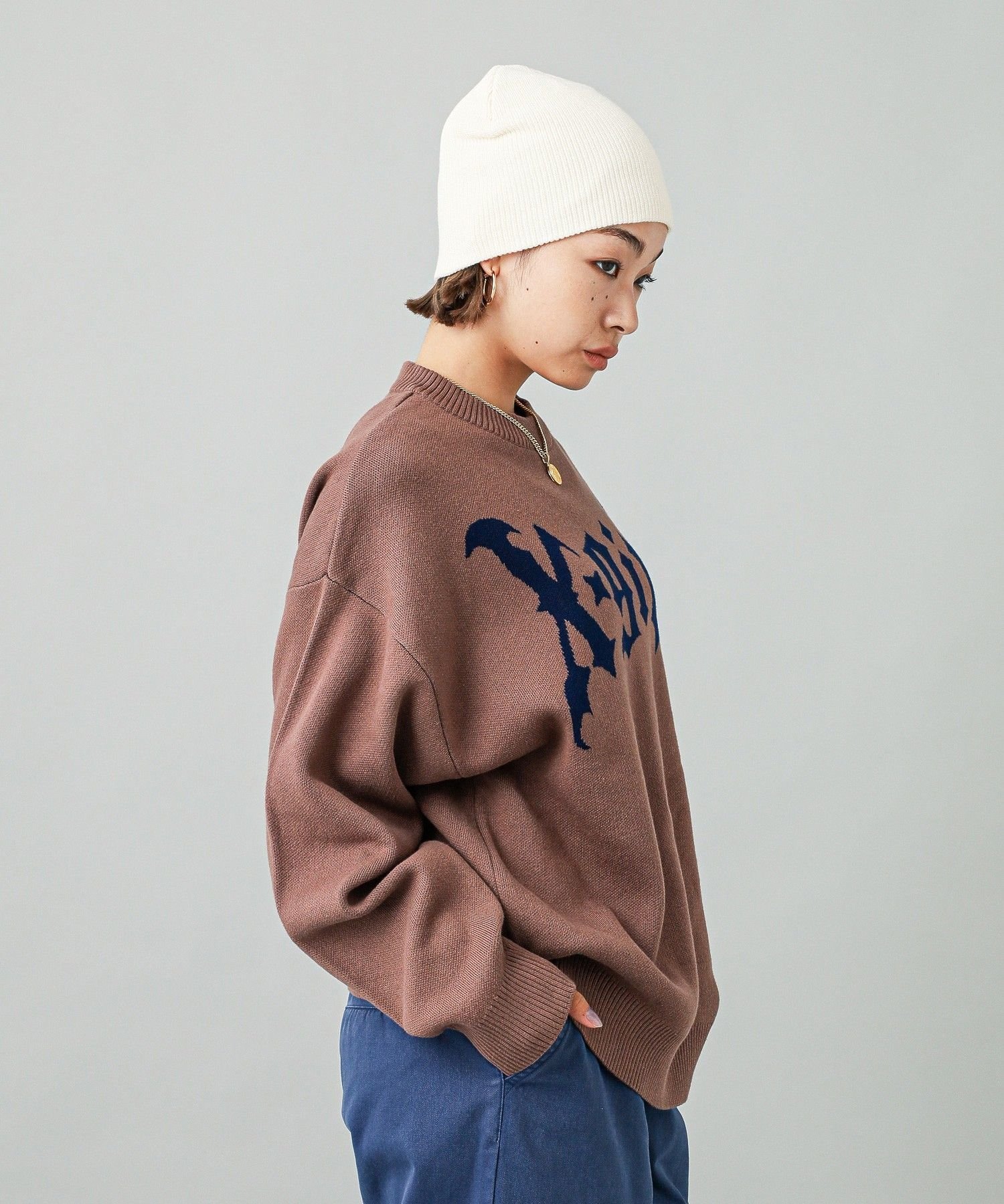 X-girl｜GOTHIC LOGO JACQUARD KNIT TOP | Rakuten Fashion(楽天