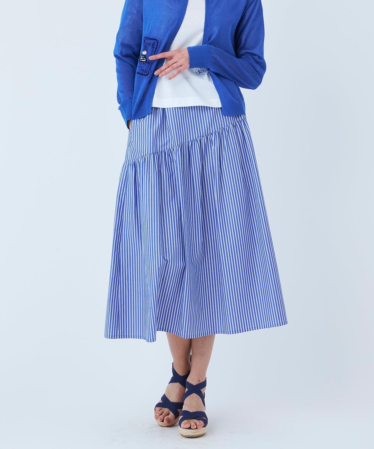 STUDIO PICONE｜ストライプギャザースカート | Rakuten Fashion(楽天