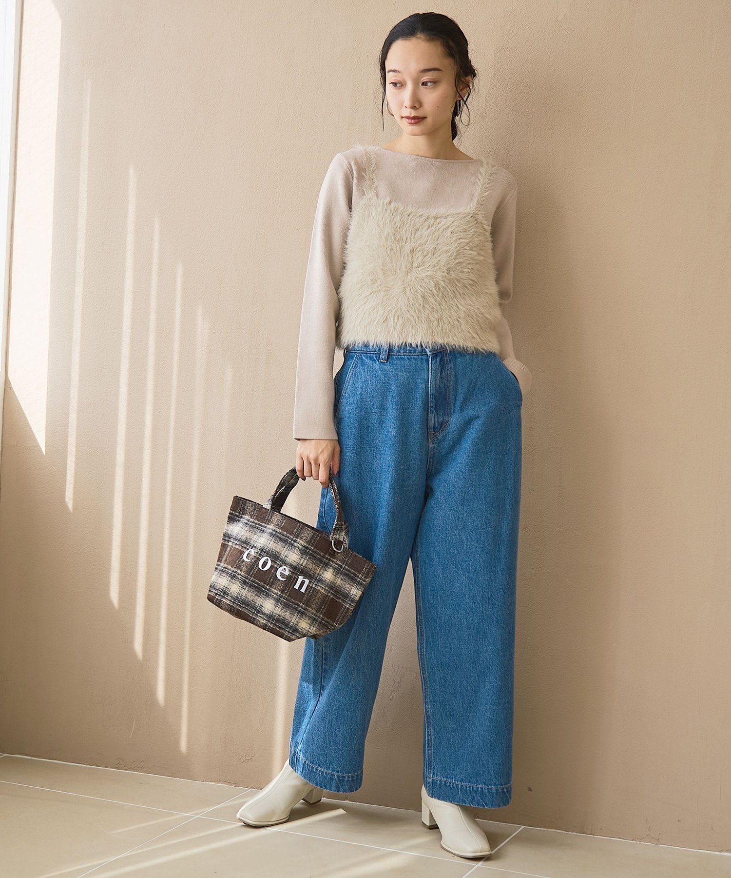 coen｜裏起毛ワイドデニムパンツ【インフルエンサー紹介アイテム