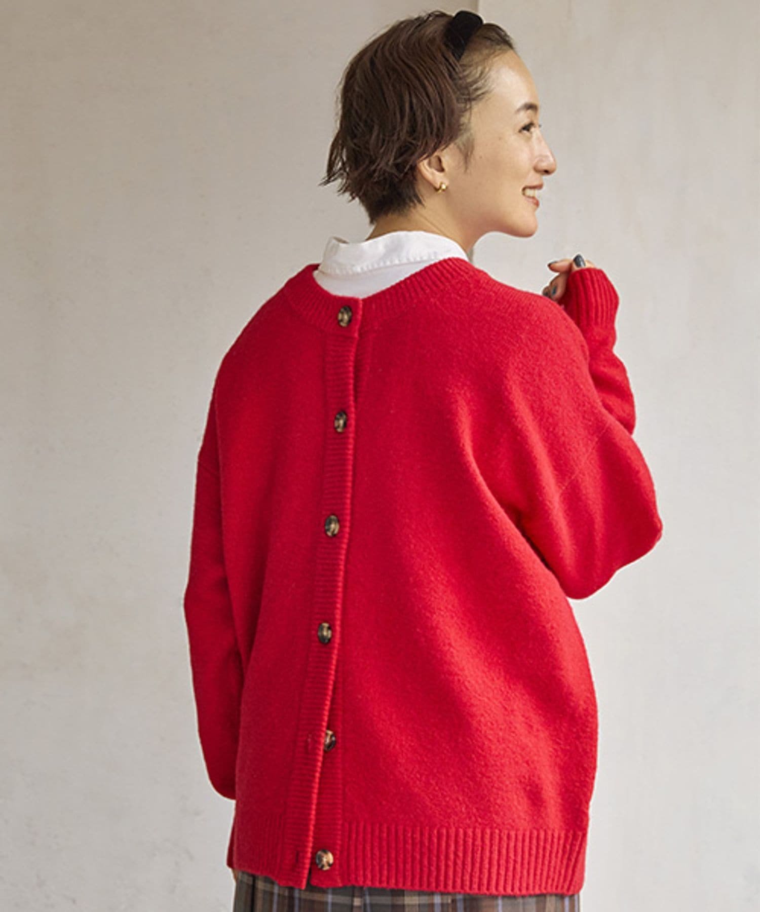 studio CLIP｜7ゲージダブルフロントウールミックスニットカーディガン