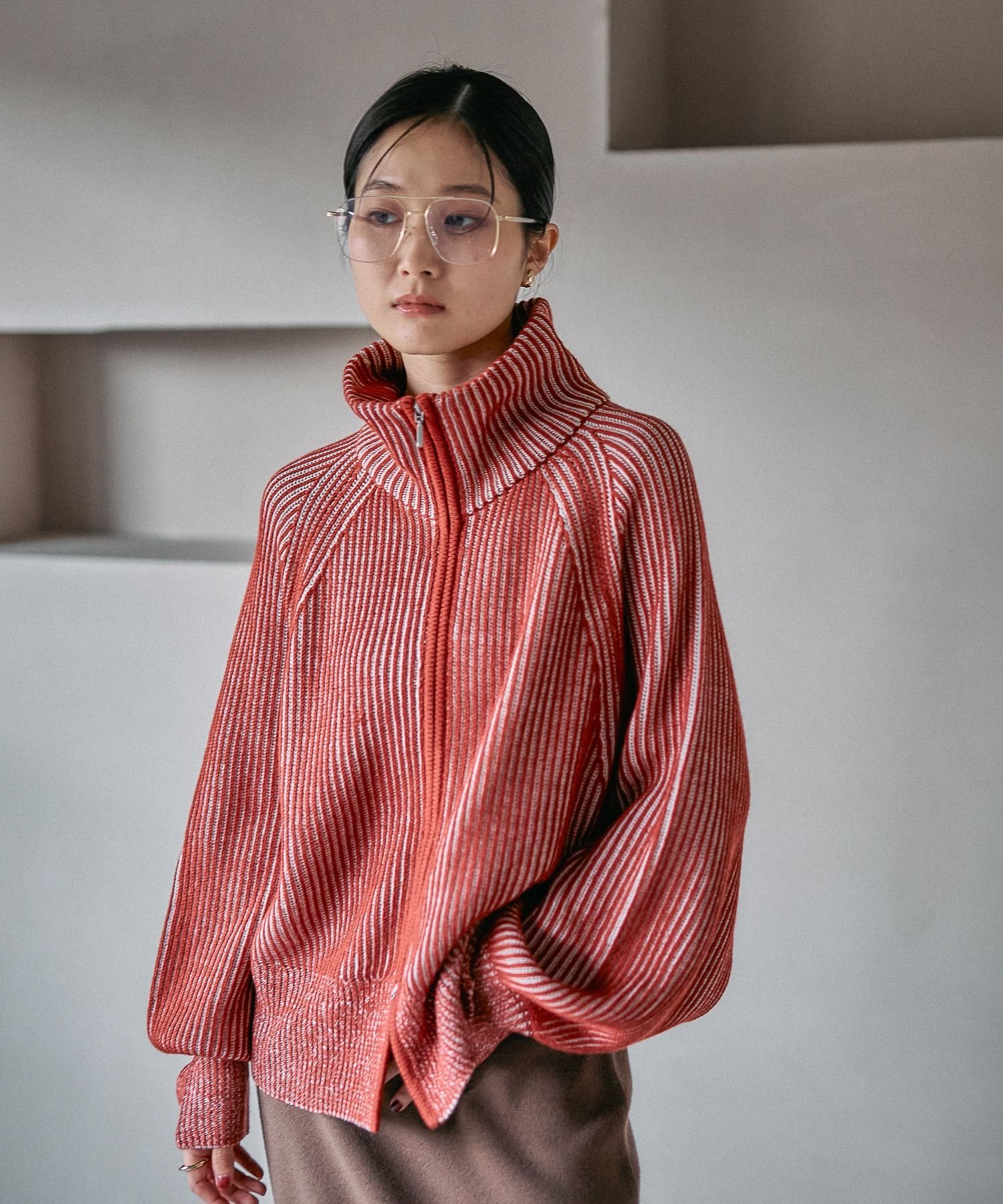 LEPSIM｜7ゲージ配色リブZIPカーディガン2 | Rakuten Fashion(楽天