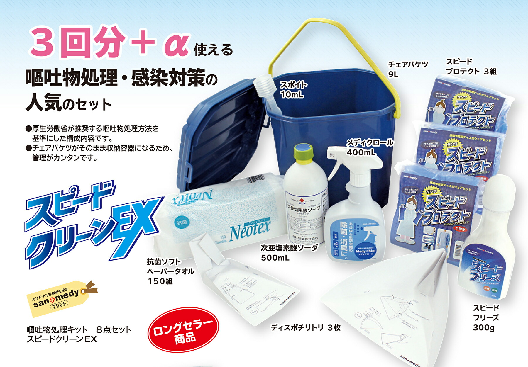 楽天市場】サンワ スピードクリーンEX 嘔吐物 処理キット